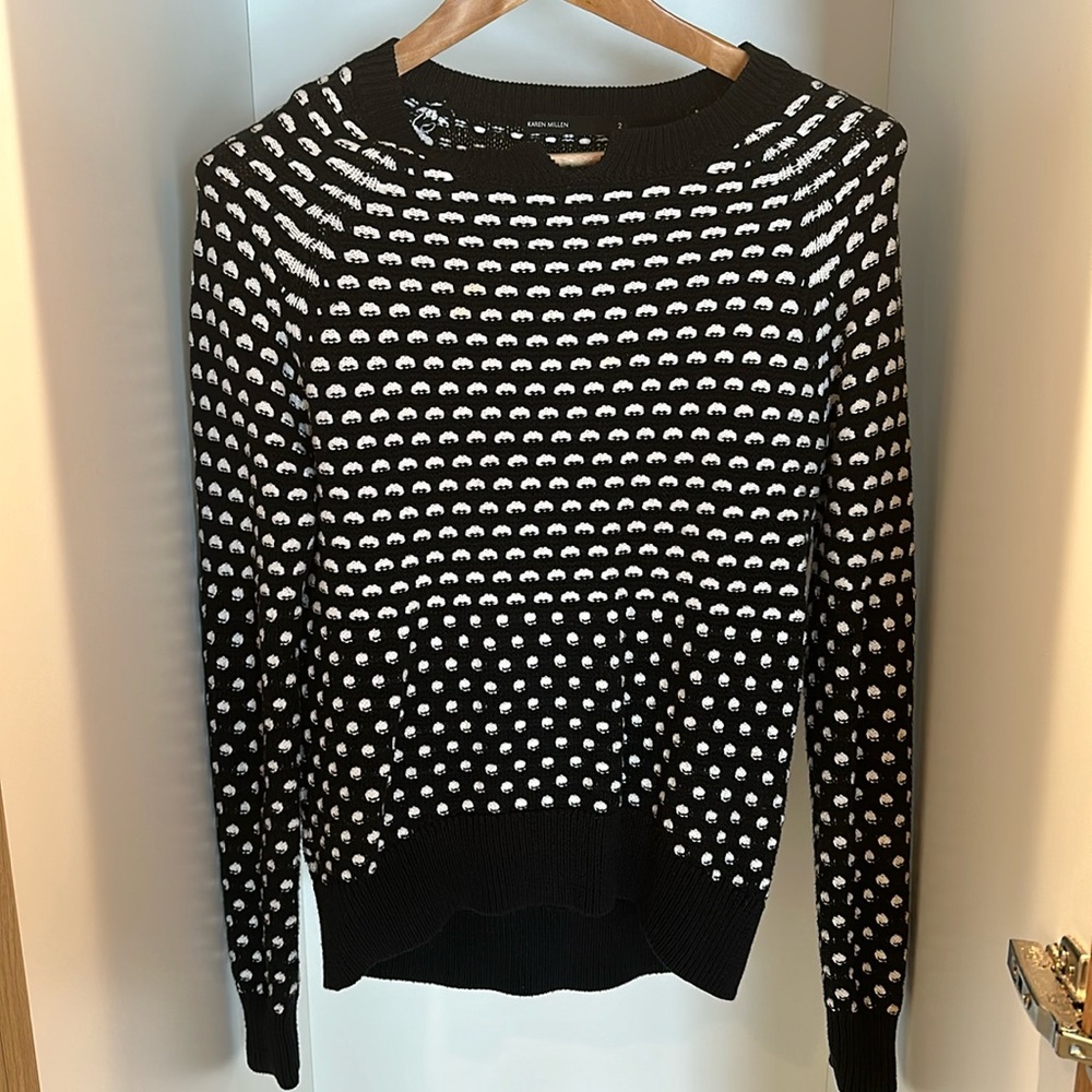 Karen Millen, knit black and white sweater.